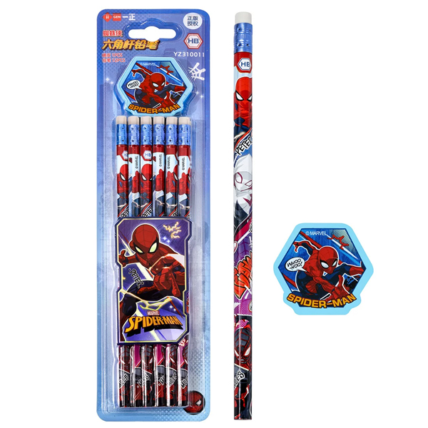 Vỉ 12 Bút Chì Gỗ Tam Giác HB Spider-Man - iiGEN YZ310026