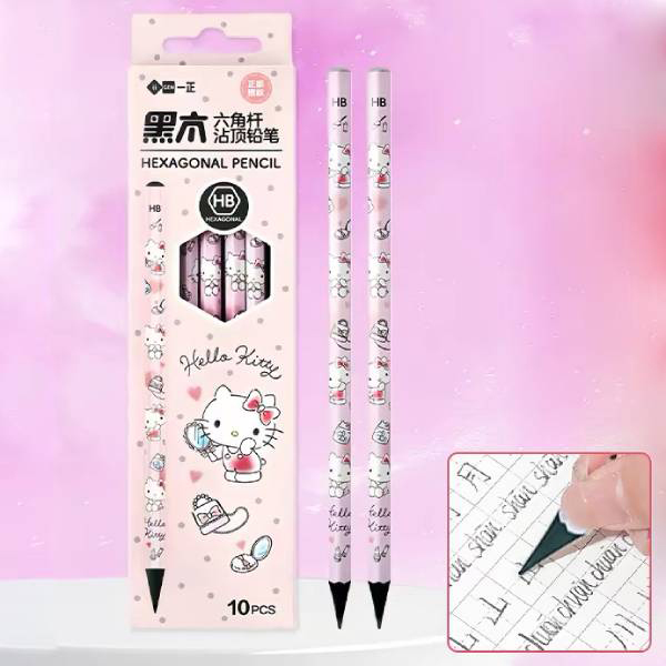 Hộp 10 Bút Chì Lục Giác Định Vị HB Hello Kitty - iiGEN YZ880222
