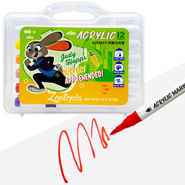 Hộp 12 Màu Marker Acrylic Zootopia - iiGEN YZ360025