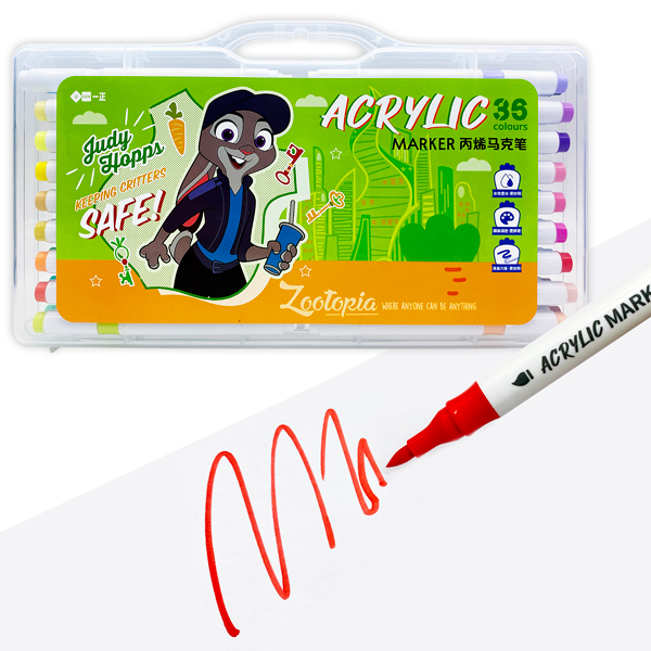 Hộp 36 Màu Marker Acrylic Zootopia - iiGEN YZ360028