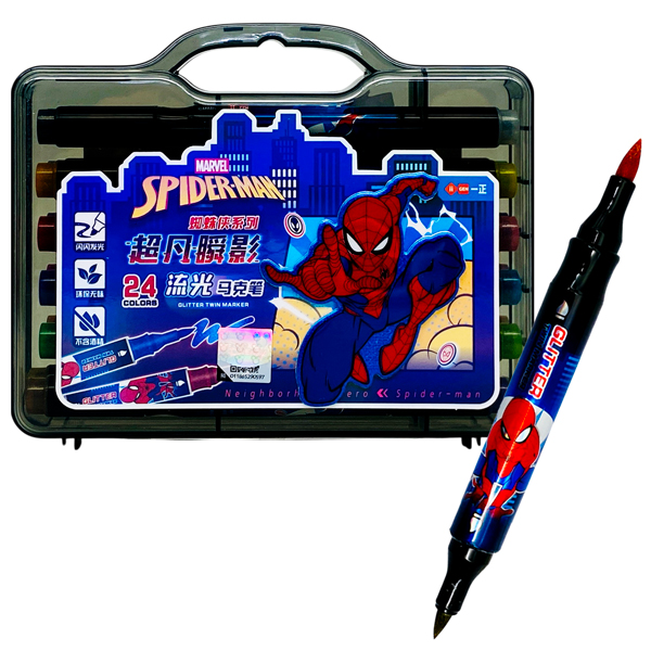 Bộ 24 Màu Acrylic Marker Spiderman - 12 Cây x 2 Đầu - iiGEN YZ310127