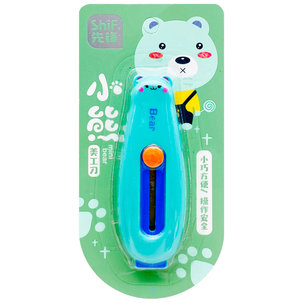 Dao Rọc Giấy Mini Hình Gấu - ShiF 8145 - Màu Xanh
