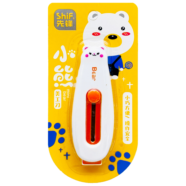 Dao Rọc Giấy Mini Hình Gấu - ShiF 8145 - Màu Trắng