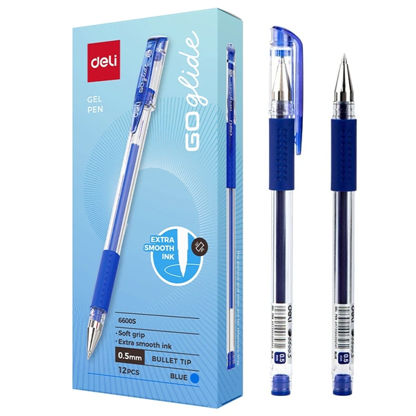 Hộp 12 Bút Gel 0.5 mm - Deli E6600S_XD - Mực Xanh