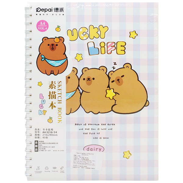 Tập Vẽ Lò Xo Capybara A4 - 95gsm - A4-S210-54 (45 Tờ) - Mẫu 3