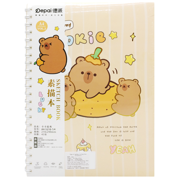 Tập Vẽ Lò Xo Capybara A4 - 95gsm - A4-S210-54 (45 Tờ) - Mẫu 4