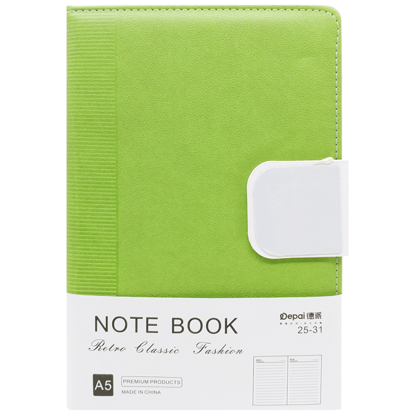 Sổ Bìa Da Có Nút Gài - Kẻ Ngang - 192 Trang 80gsm - Depai 25-31 - Màu Xanh Lá