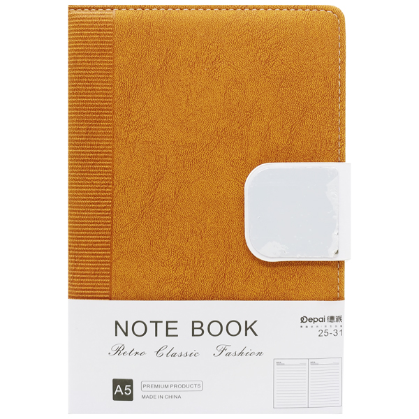 Sổ Bìa Da Có Nút Gài - Kẻ Ngang - 192 Trang 80gsm - Depai 25-31 - Màu Nâu