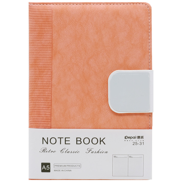 Sổ Bìa Da Có Nút Gài - Kẻ Ngang - 192 Trang 80gsm - Depai 25-31 - Màu Hồng