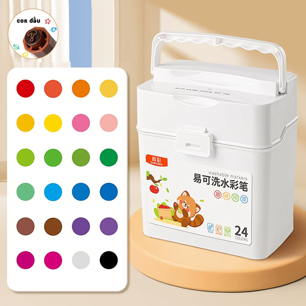 Hộp 24 Bút Lông Màu Rửa Được - Truecolor ZCW-1578-24