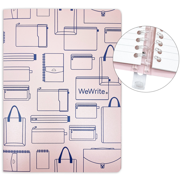 Sổ Còng Vintage B5 - Kẻ Ngang - 80 Trang 80gsm - Ruột Có Thể Thay Thế - WeWrite 43685 - Màu Hồng