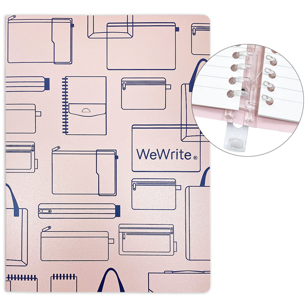 Sổ Còng Vintage A5 - Kẻ Ngang - 80 Trang 80gsm - Ruột Có Thể Thay Thế - WeWrite 43695 - Màu Hồng