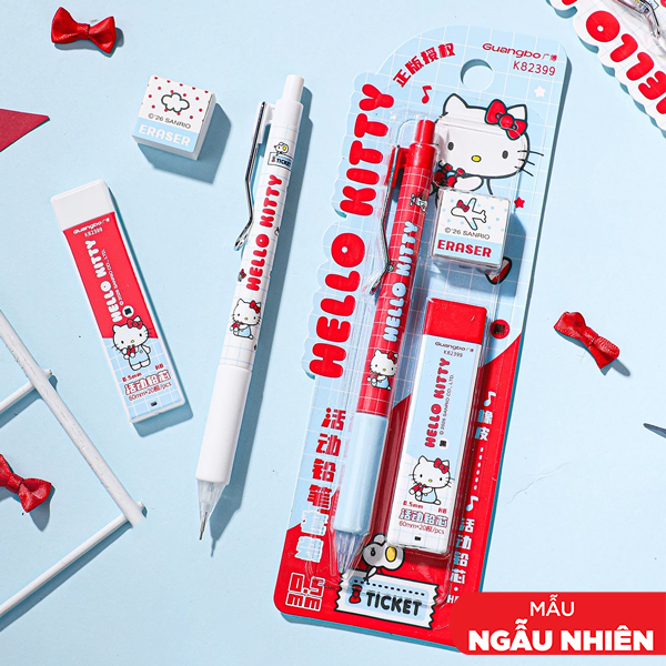 Bộ Bút Chì Kim 0.5 mm Hello Kitty - Kèm Ruột Chì - Guangbo KT82399 (Mẫu Màu Giao Ngẫu Nhiên)