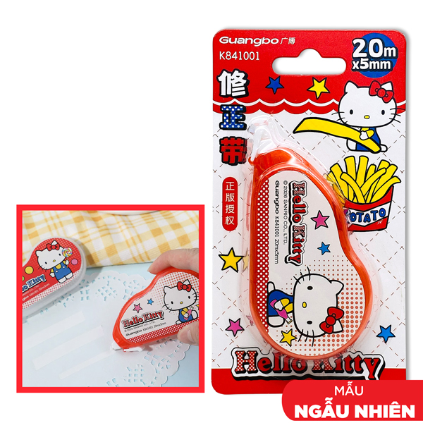 Băng Xóa Kéo Hello Kitty - 20m x 5mm - Guangbo KT841001 (Mẫu Màu Giao Ngẫu Nhiên)