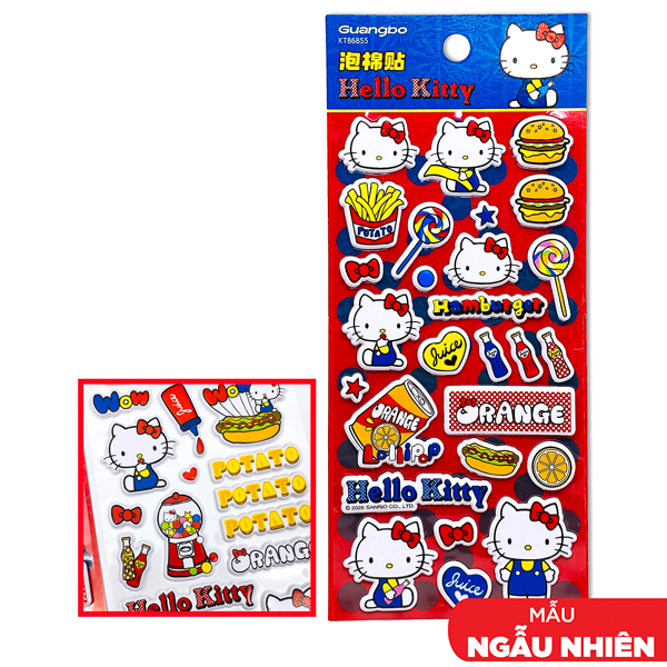 Sticker Hello Kitty Xốp Nổi 3D - Chủ Đề Fastfood - Guangbo KT86855 (Mẫu Sản Phẩm Giao Ngẫu Nhiên)