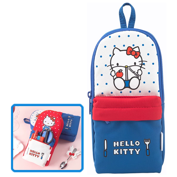 Ví Bút Hello Kitty Dáng Đứng Hình Ba Lô - Guangbo KT84557 - Màu Xanh