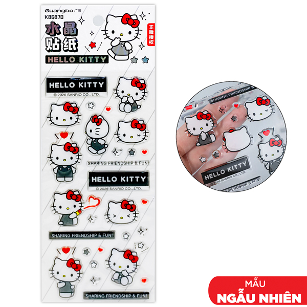 Sticker Hello Kitty Pha Lê Nhựa Cứng 3D - Guangbo KT86870 (Mẫu Sản Phẩm Giao Ngẫu Nhiên)