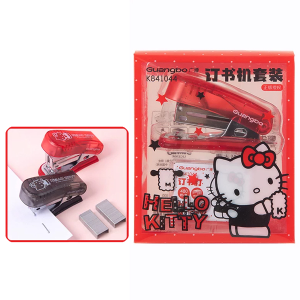 Bộ Dập Ghim Kèm Ghim Bấm Hello Kitty - GuangBo KT841044 - Màu Đỏ