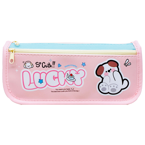 Bóp Viết Lucky Hình Cún 2 Ngăn Khóa Kéo - Yescholar 5023 - Màu Hồng