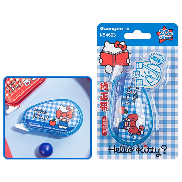 Băng Xóa Kéo Hello Kitty - 20m x 5mm - GuangBo KT84693 - Màu Xanh Dương