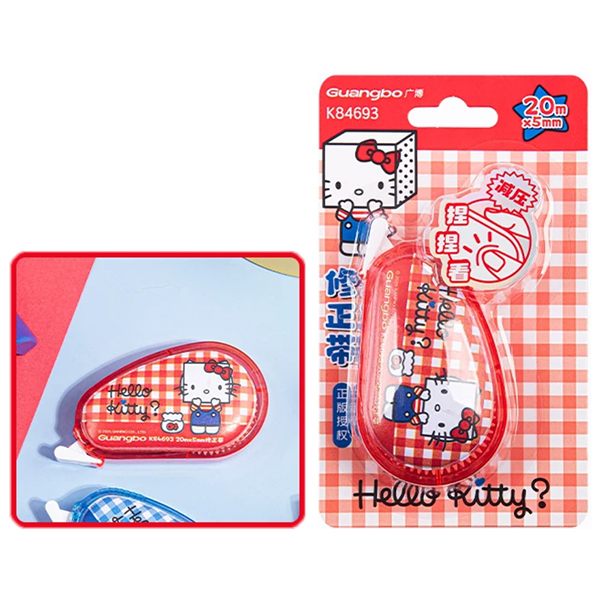 Băng Xóa Kéo Hello Kitty - 20m x 5mm - GuangBo KT84693 - Màu Đỏ