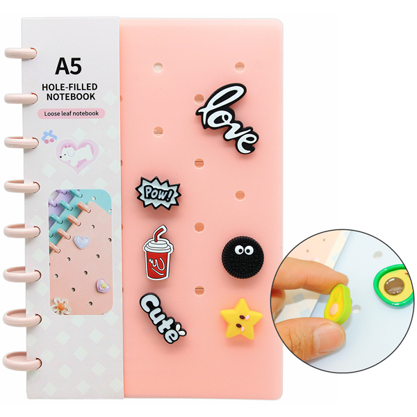 Sổ Lò Xo DIY Bìa Lỗ A5 - Kèm Charm Nhựa - Kẻ Ngang 160 Trang - DIDZA5-3/4 - Mẫu 4
