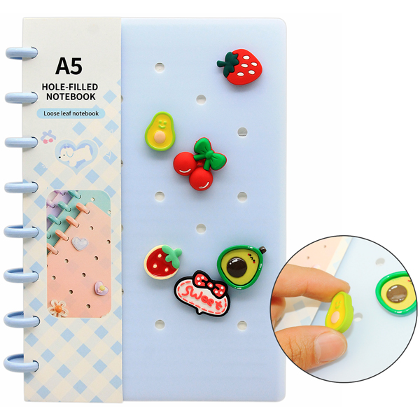 Sổ Lò Xo DIY Bìa Lỗ A5 - Kèm Charm Nhựa - Kẻ Ngang 160 Trang - DIDZA5-4/4 - Mẫu 1
