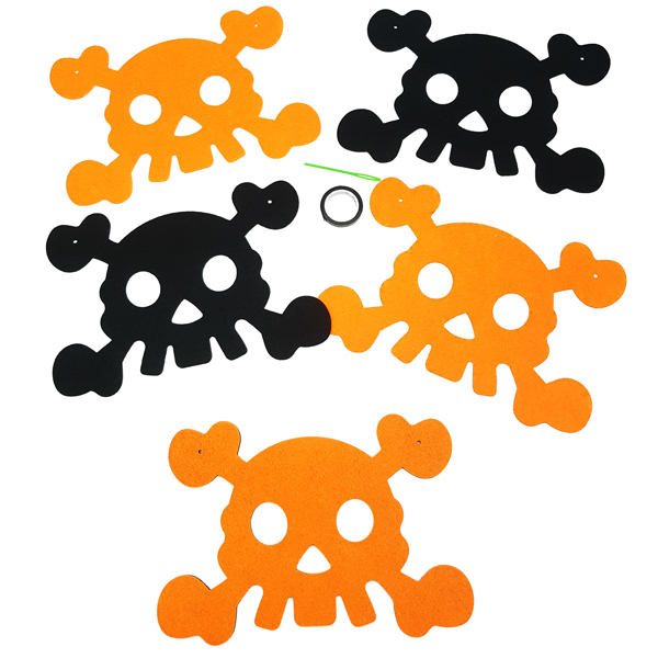 Dây Cờ Vải Nỉ Trang Trí Halloween - Vinacraft HLW 23 - Hình Đầu Lâu Xương Chéo