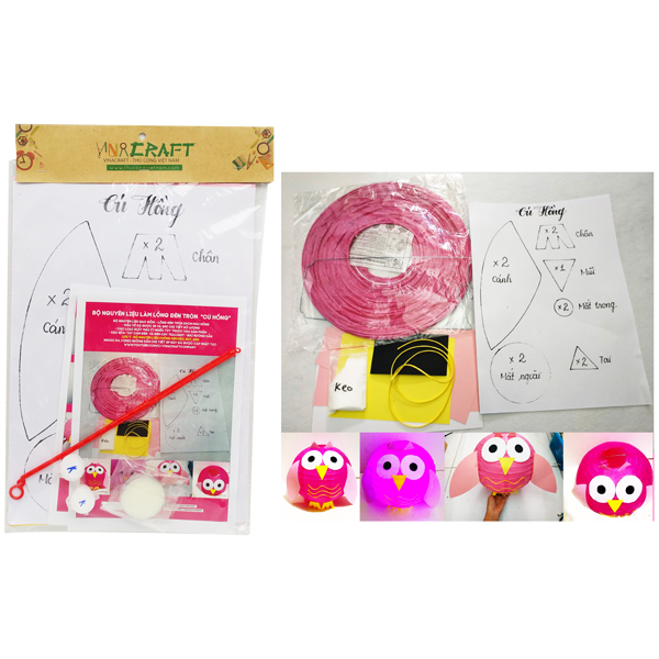 Bộ Nguyên Liệu Làm Lồng Đèn Tròn 20 Cm Vinacraft - Cú Hồng