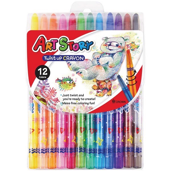 Vỉ Sáp Vặn 12 Màu Crown Art Story TP-1200