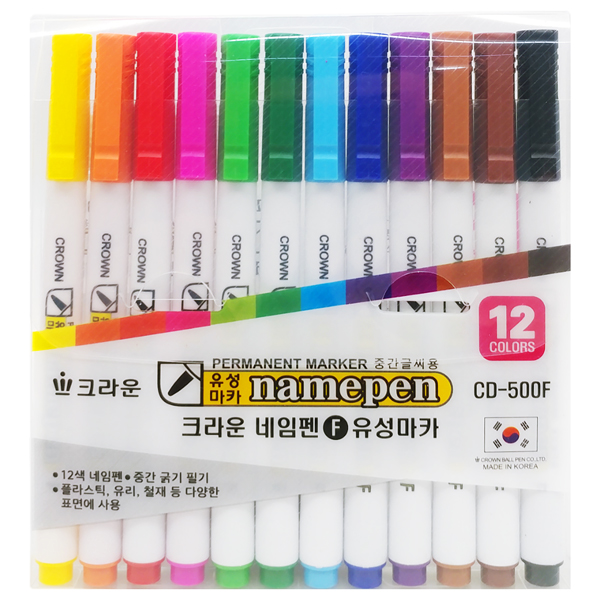 12 Bút Dạ Dầu Namepen - Crown CD-500F