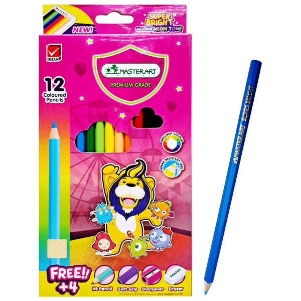 Hộp 12 Bút Chì  Màu Dài Super Bright - Masterart