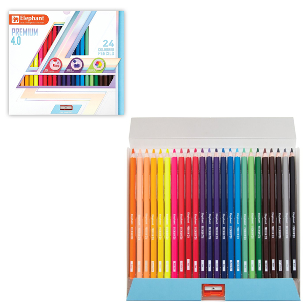 Hộp 24 Bút Chì Màu Premium 4.0 Ngòi 4 mm - Elephant