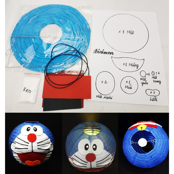 Bộ Nguyên Liệu Làm Lồng Đèn Tròn 30 cm - Vinacraft - Doraemon