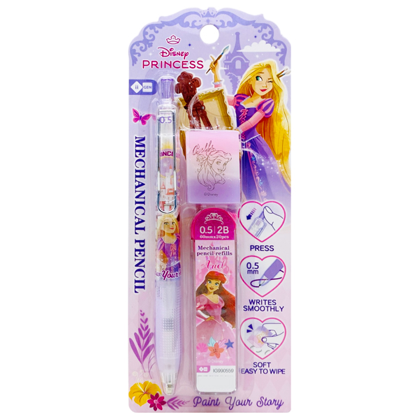 Vỉ Bút Chì Bấm Princess 0.5 mm - Kèm Gôm + Ngòi - iiGEN IG990536