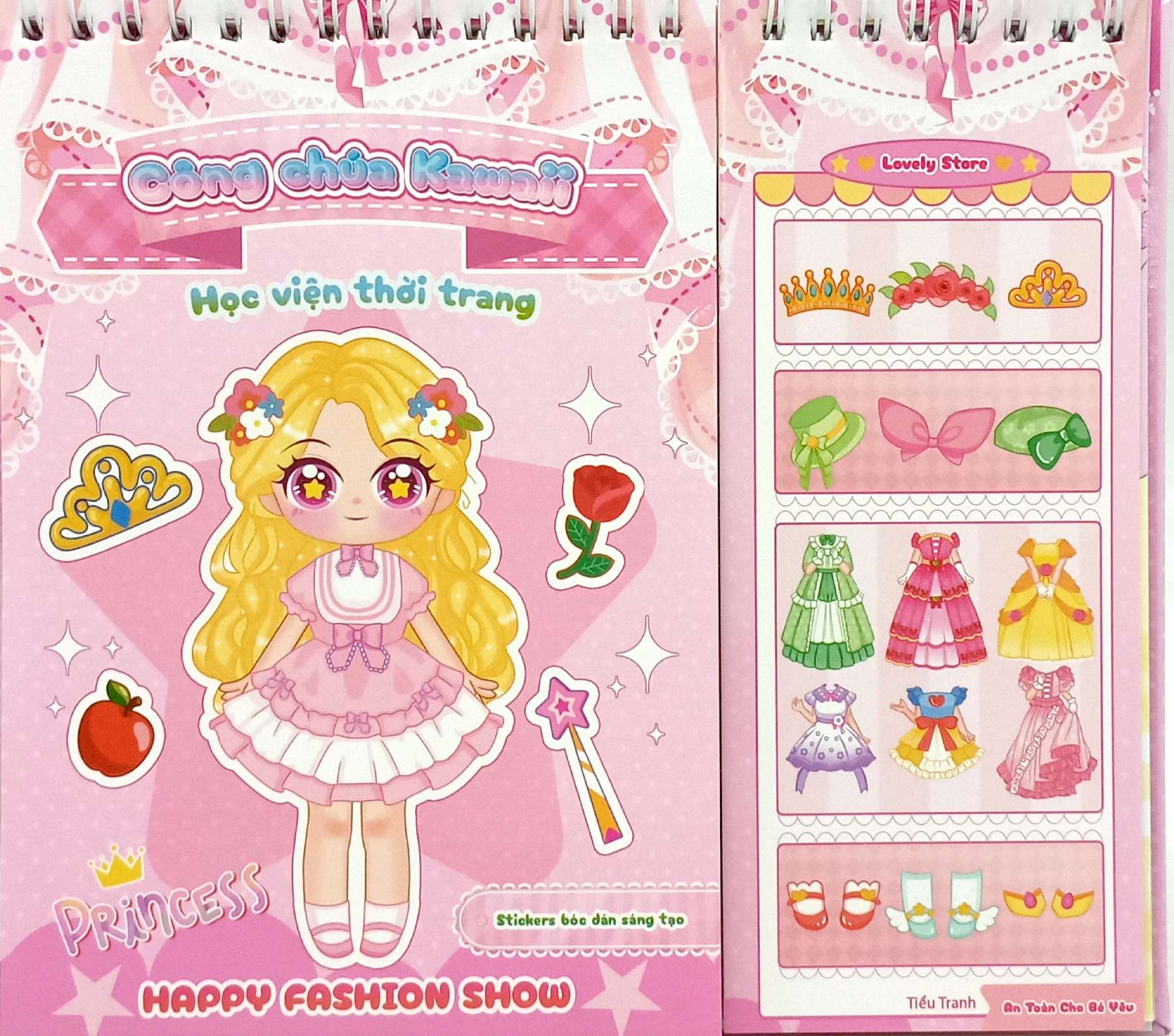 Sách Happy Fashion Show - Công Chúa Kawaii - Học Viện Thời Trang - Sticker Bó - t.hờ