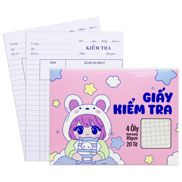 Hộp Giấy Kiểm Tra So Cute - 4 Ô Ly 80gsm - 15.5 x 20.5 cm - The Sun (20 Tờ)