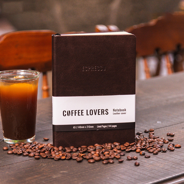 Sổ Da Bìa Cứng Coffee Lovers A5 - Kẻ Ngang - 144 Trang 100gsm - The Sun - Espresso
