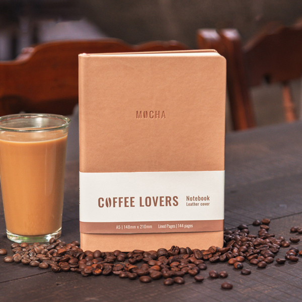 Sổ Da Bìa Cứng Coffee Lovers A5 - Kẻ Ngang - 144 Trang 100gsm - The Sun - Mocha