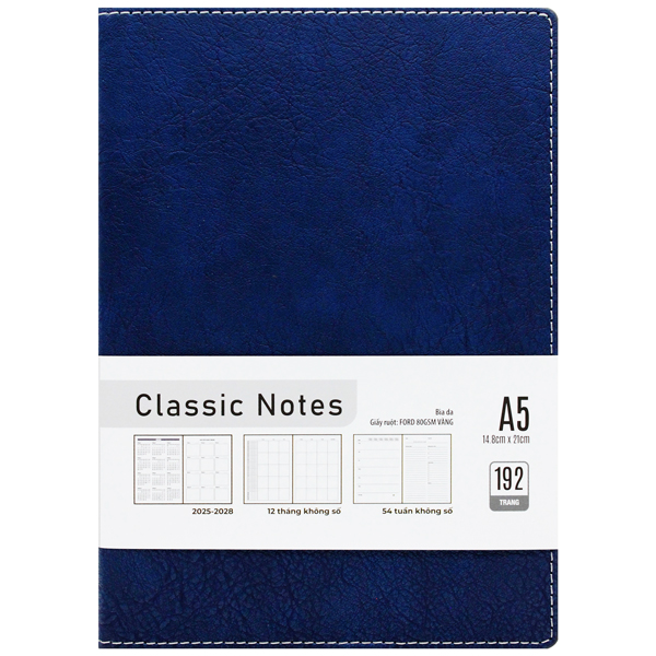 Sổ Bìa Da Cứng Doanh Nhân A5 - 192 Trang 80gsm - The Sun - Màu Xanh Dương