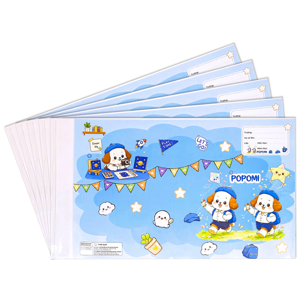 Bao Tập 2 Trong 1 Popomi Dog Blue - The Sun (5 Tờ/Xấp)