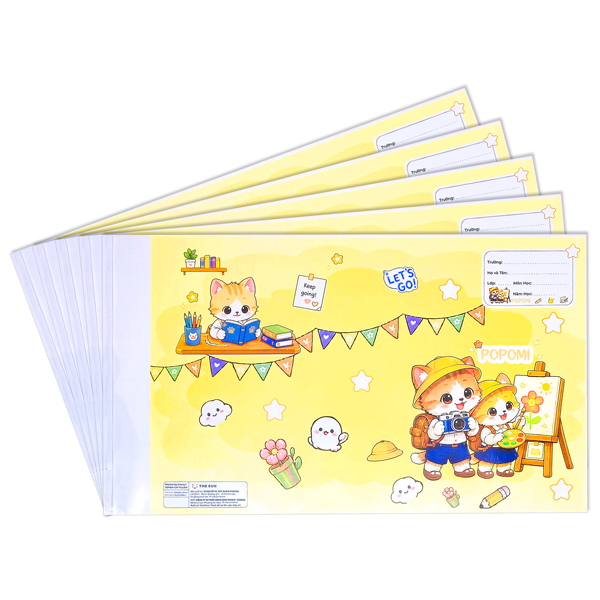 Bao Tập 2 Trong 1 Popomi Cat Yellow - The Sun (5 Tờ/Xấp)
