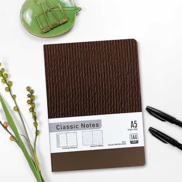 Sổ Bìa Da Classic Notes A5 - Kẻ Ngang - 144 Trang 100gsm - The Sun 04