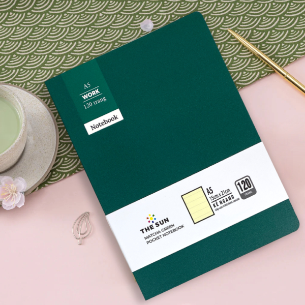 Sổ Notebook Matcha Green - Kẻ Ngang - 120 Trang 100gsm - The Sun 01