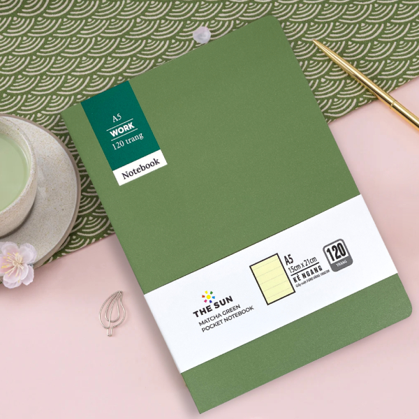 Sổ Notebook Matcha Green - Kẻ Ngang - 120 Trang 100gsm - The Sun 02