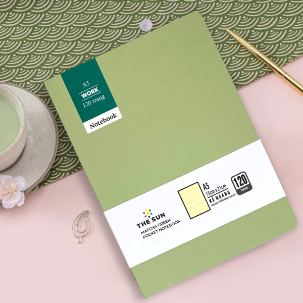 Sổ Notebook Matcha Green - Kẻ Ngang - 120 Trang 100gsm - The Sun 03