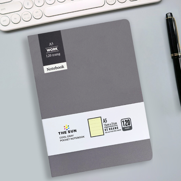 Sổ Notebook Cool Gray A5 - Kẻ Ngang - 120 Trang 100gsm - The Sun 02