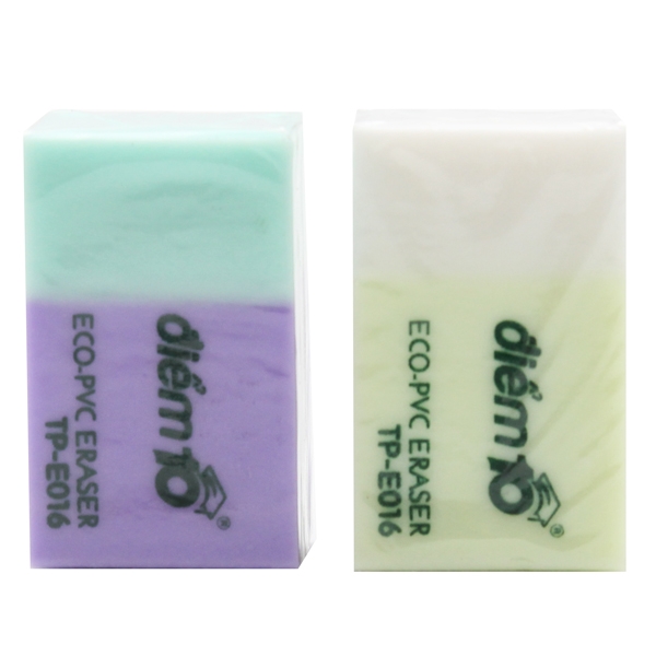 Vỉ 2 Gôm Thiên Long E-016 - Mẫu 2 - Xanh + Trắng
