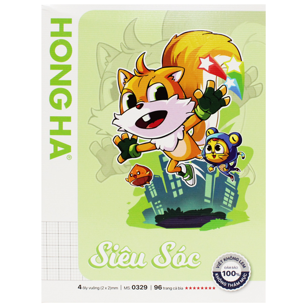 Tập Class Siêu Sóc - 4 Ô Ly - 96 Trang 120gsm - Hồng Hà 0329 - Màu Xanh Lá