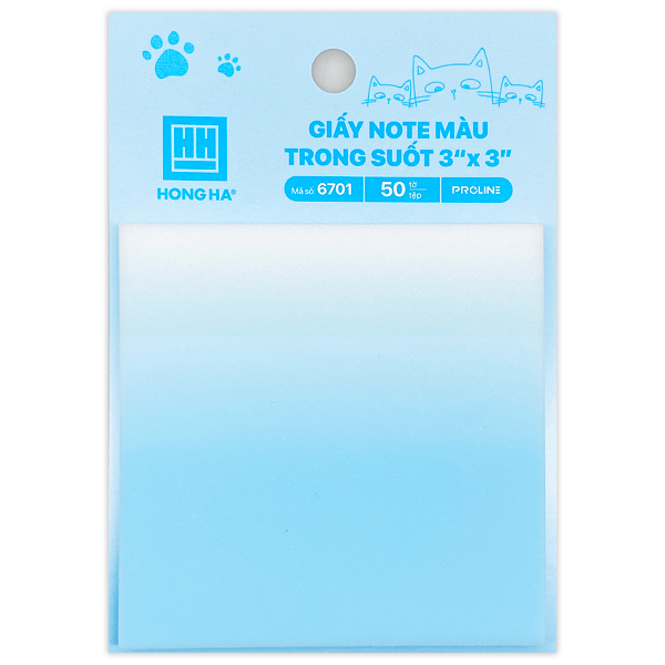 Giấy Note Màu Pastel Trong Suốt - 76 x 76 mm - Hồng Hà 6701 (50 Tờ) - Màu Xanh Dương